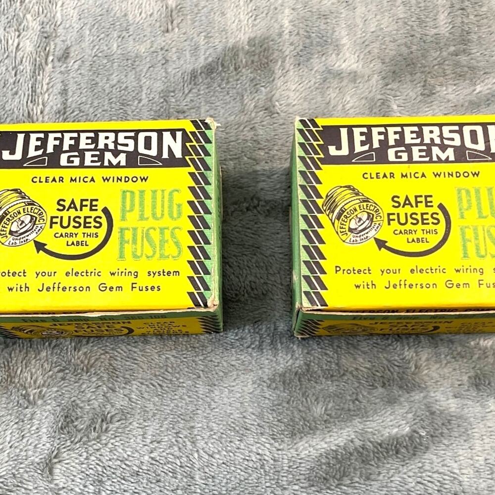 Vintage 1950s Jefferson Gem Safe Fuses Lot 2 Boxes 6 Amp No. 388-106 NOS